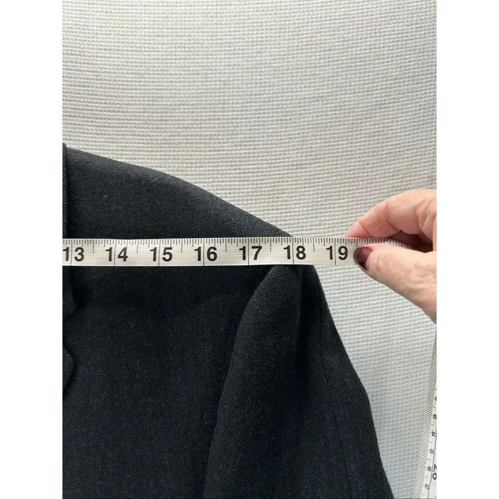 Vintage Charcoal Wool Overcoat Tailored Long Coat Classic Minimalist 44R